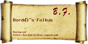 Bordás Folkus névjegykártya